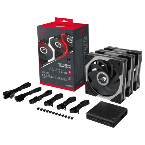 ASUS ROG Eurux GR120 ARGB Reverse Fan Triple Pack Negro, Blanco ASUS ROG Eurux GR120 ARGB Reverse Fan Triple Pack Negro, Blanco