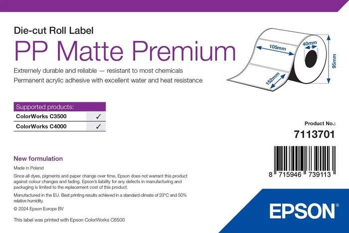 Epson 7113701 Etiqueta Autoadhesiva Blanca Epson 7113701 Etiqueta Autoadhesiva Blanca