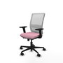 PIQUERAS Y CRESPO Silla de oficina Haches, Rosa y Blanco, Mecanismo Sincro/Traslack, Brazos 2D, Lumbar 1D, Ruedas 65mm