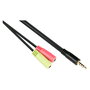 Alcasa AD-HS03 Adaptador de Auriculares OMTP a CTIA, 3.5mm Macho a 2x 3.5mm Hembra, Cable Negro de 0.2m