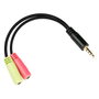 Alcasa AD-HS03 Adaptador de Auriculares OMTP a CTIA, 3.5mm Macho a 2x 3.5mm Hembra, Cable Negro de 0.2m