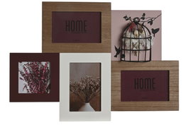 DKD Home Decor Marco Multifoto Fall Shabby Marrón para 4 Fotos
