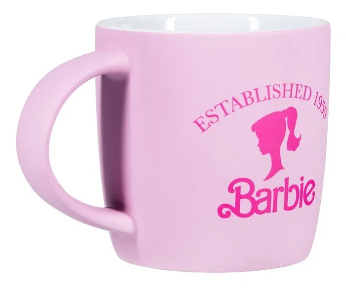 Paladone PP13761BR Taza de Cerámica con Silueta de Barbie, Rosa y Blanco, 0.4 Litros