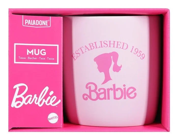 Paladone PP13761BR Taza de Cerámica con Silueta de Barbie, Rosa y Blanco, 0.4 Litros