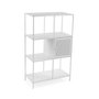 Versa Estanteria 4 Baldas Blanca con Cajon 34x112x68 cm Madera MDF Metal Estilo Minimal