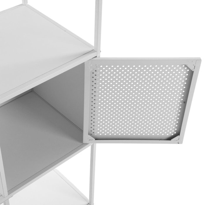 Versa Estanteria 4 Baldas Blanca con Cajon 34x112x68 cm Madera MDF Metal Estilo Minimal