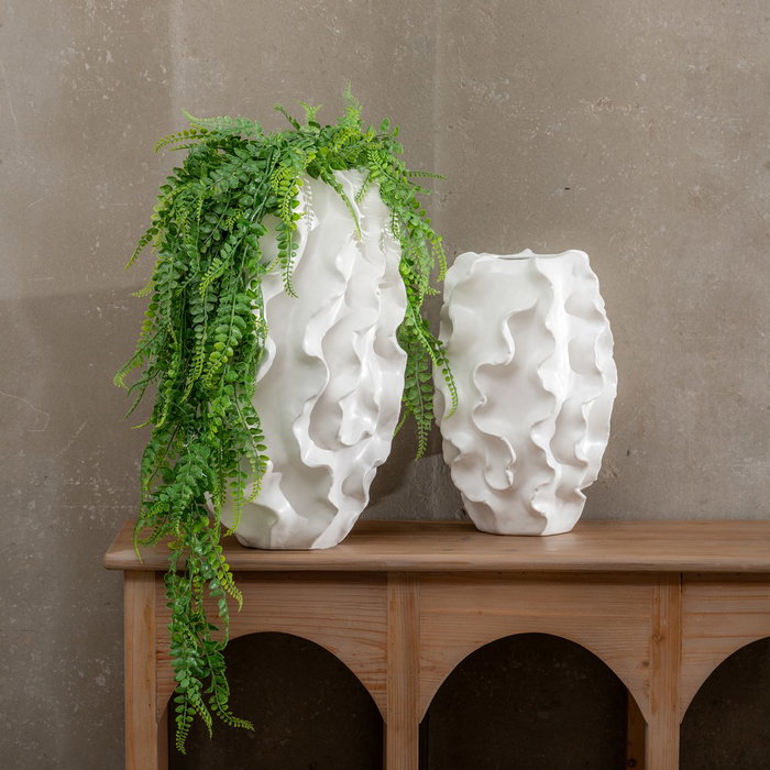 Jarrón Blanco Cerámica Decoración 25,50 X 25,50 X 37,50 cm