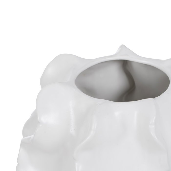 Jarrón Blanco Cerámica Decoración 25,50 X 25,50 X 37,50 cm