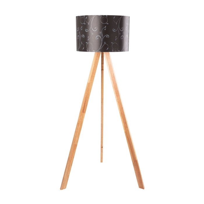 Lámpara de Suelo Trípode de Madera Kano-1 con Pantalla de Tela y Casquillo E27 [OPV-780SGN2435]