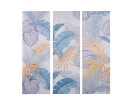 Giftdecor Cuadro Planta Verde Oleo Lienzo Surtidos 40x120x3 cm (Set de 3)