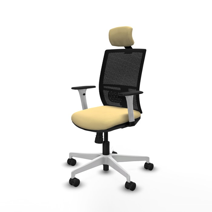 PIQUERAS Y CRESPO Silla de oficina Yunquera con mecanismo Sincro, Crema y Negro PIQUERAS Y CRESPO Silla de oficina Yunquera con mecanismo Sincro, Crema y Negro