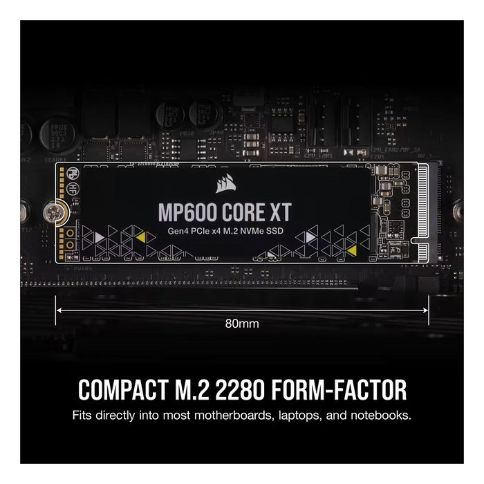 Corsair MP600 CORE XT SSD 4TB M.2 PCIe 4.0 NVMe - Velocidades de Lectura 5000 MB/s y Escritura 4400 MB/s - Memoria QLC 3D NAND - Factor de Forma 2280