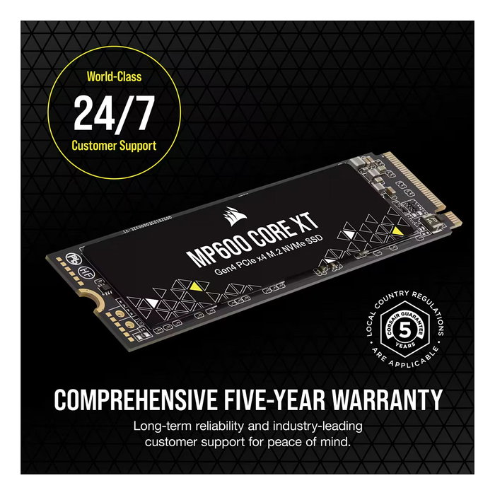 Corsair MP600 CORE XT SSD 4TB M.2 PCIe 4.0 NVMe - Velocidades de Lectura 5000 MB/s y Escritura 4400 MB/s - Memoria QLC 3D NAND - Factor de Forma 2280