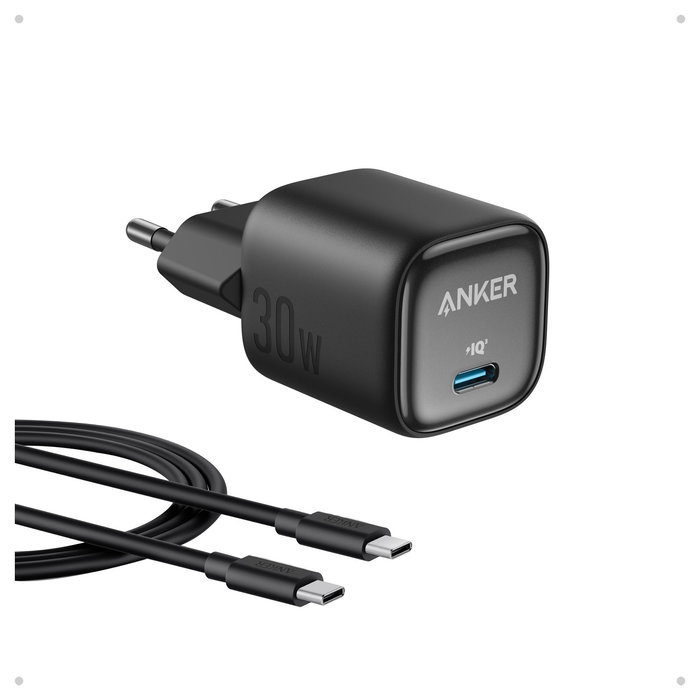 Anker A2698G11 Cargador Compacto GaN de 30W, 1x USB-C, Negro