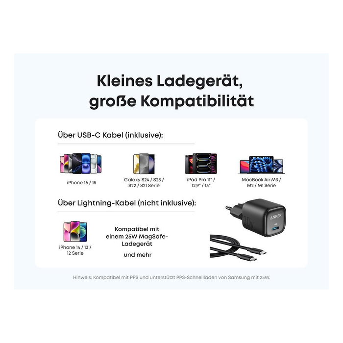 Anker A2698G11 Cargador Compacto GaN de 30W, 1x USB-C, Negro