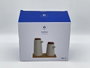 DKD Home Decor Set de 3 Aceiteras de Gres y Bambú Blanco