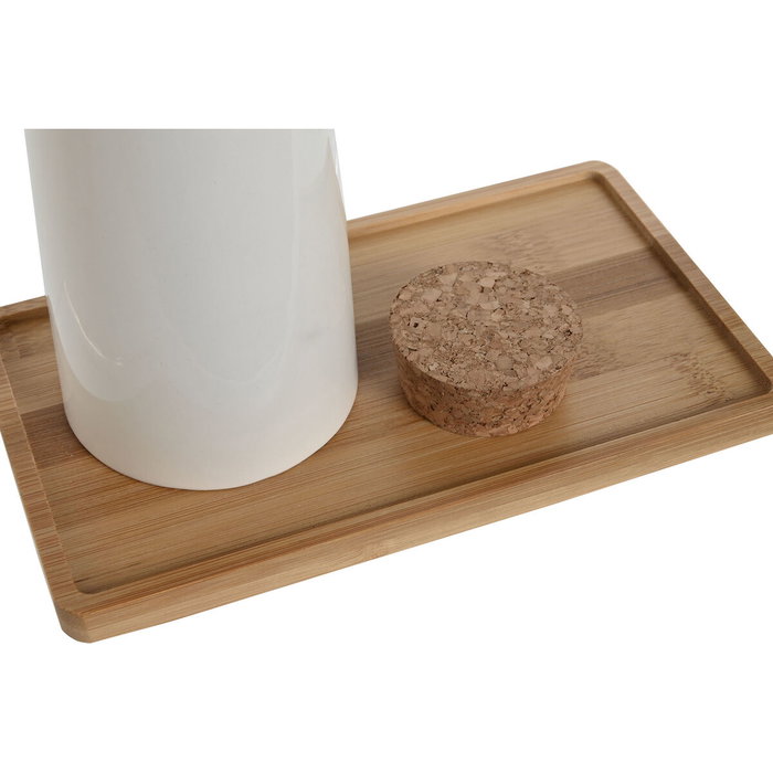 DKD Home Decor Set de 3 Aceiteras de Gres y Bambú Blanco DKD Home Decor Set de 3 Aceiteras de Gres y Bambú Blanco