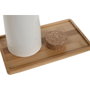 DKD Home Decor Set de 3 Aceiteras de Gres y Bambú Blanco