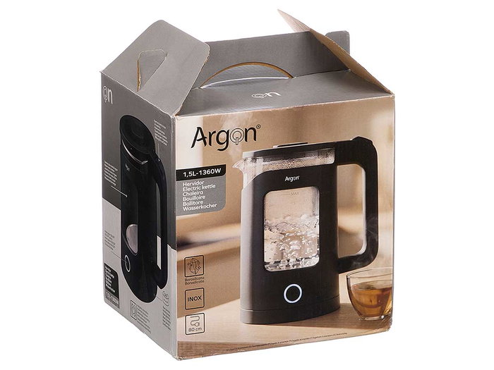 ARGON Hervidor Ventana Negro 1360W 1,5L