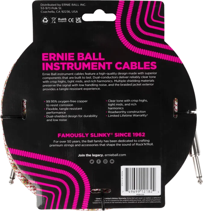 Ernieball Cable Instrumento Trenzado Jack-Jack Emerald Argyle 5,5 M Ernieball Cable Instrumento Trenzado Jack-Jack Emerald Argyle 5,5 M