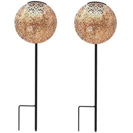 Lumisky LUM3760093541879 Conjunto 2 Balizas Solares para Plantar H45 cm Estilo Oriental LED Blanco Cálido