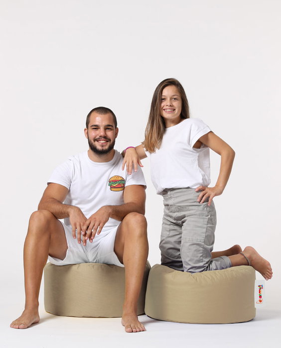 Atelier Del Sofa Puf de Jardín Mink, Exterior Impermeable, 100% Poliéster, Diámetro 55cm, Altura 30cm