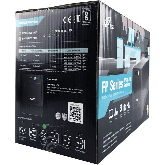 Fortron FSP FP 2000 Sistema de Alimentación Ininterrumpida 2000 VA 1200 W 4 Salidas AC