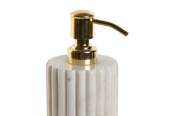DKD Home Decor Dosificador Blanco Dorado Marmol Metal 8 x 20 x 8 cm (4 Unidades)
