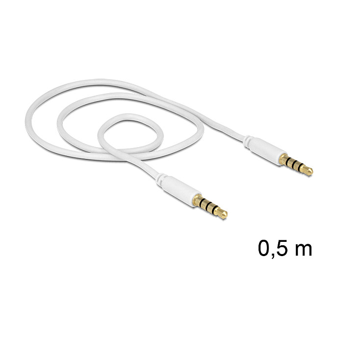 DeLOCK Cable de audio 3,5 mm a 3,5 mm macho, 0,5 m, Blanco DeLOCK Cable de audio 3,5 mm a 3,5 mm macho, 0,5 m, Blanco