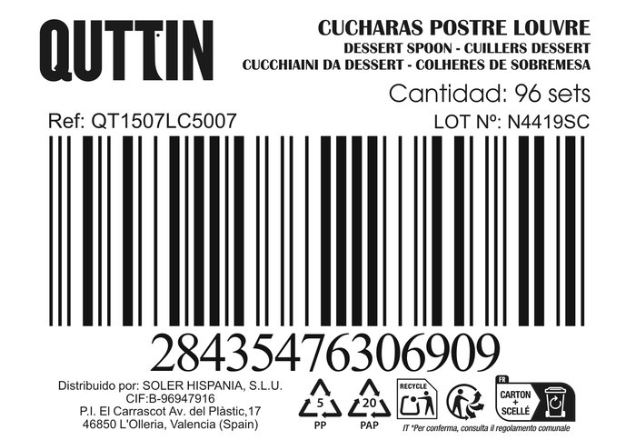 Inde Set 3 Cucharas de Postre Louvre Champagne Mate 14.8 cm (12 Cajas)