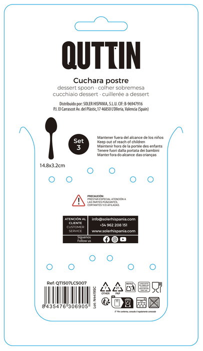 Inde Set 3 Cucharas de Postre Louvre Champagne Mate 14.8 cm (12 Cajas)