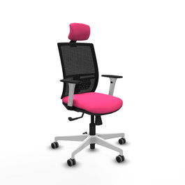 PIQUERAS Y CRESPO Silla de oficina Yunquera con mecanismo Sincro, Rosa y Negro