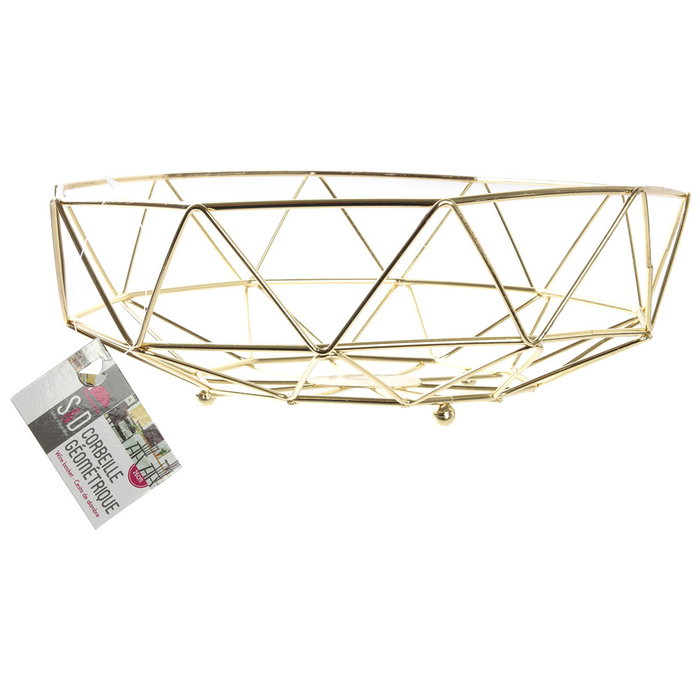 Home Deco Factory Cesta Deco Filaire Alambre Dorada Geométrica 28x27.5x9.5cm