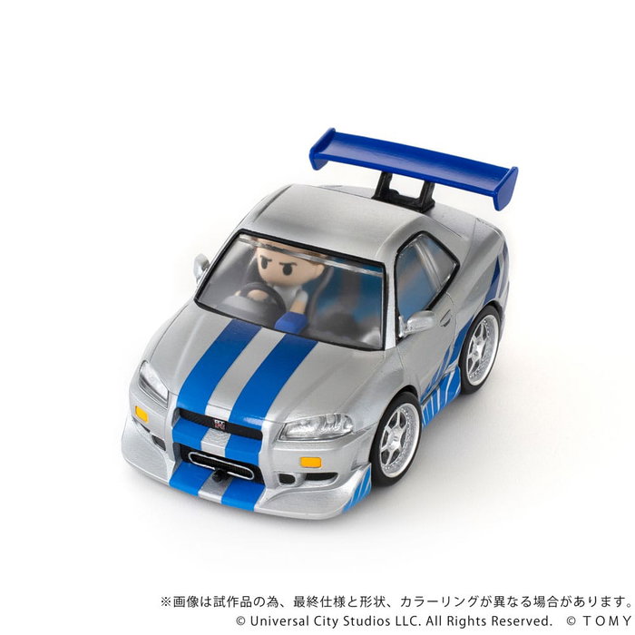 Takara Tomy Fast & Furious Nissan Skyline GT-R (R34) con minifigura Q-Village