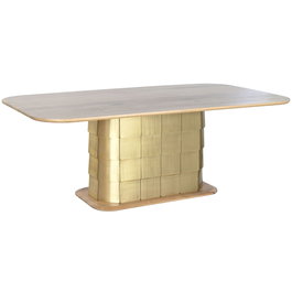 DKD Home Decor Mesa Comedor Square Gold Dorado 210 x 110 x 76 cm