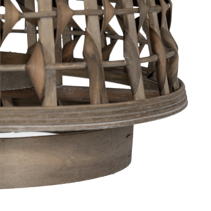 Farol Portavelas Gris Bambú Decoración 38 X 38 X 57 cm