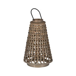 Farol Gris Bambú Cristal 38 x 38 x 57 cm