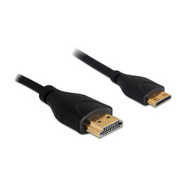 DeLOCK Cable HDMI A Macho a Mini C Macho High Speed with Ethernet 1 m Negro, 1080p, 3D, Plug & Play