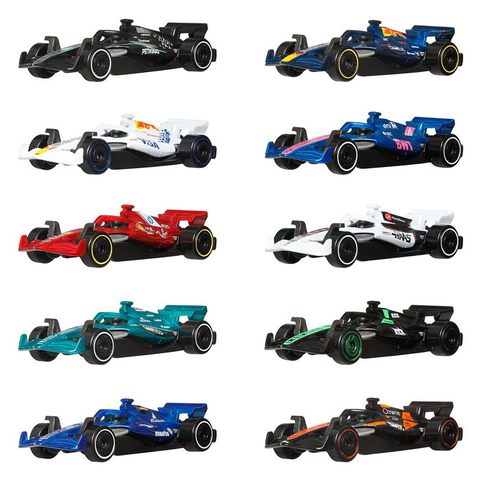 Hot Wheels Pack de 10 Vehículos F1 Temporada 2025 Escala 1:64 Hot Wheels Pack de 10 Vehículos F1 Temporada 2025 Escala 1:64