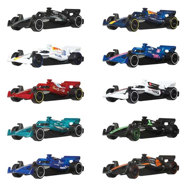 Hot Wheels Pack de 10 Coches F1 Fórmula 1 Temporada 2025 Escala 1:64