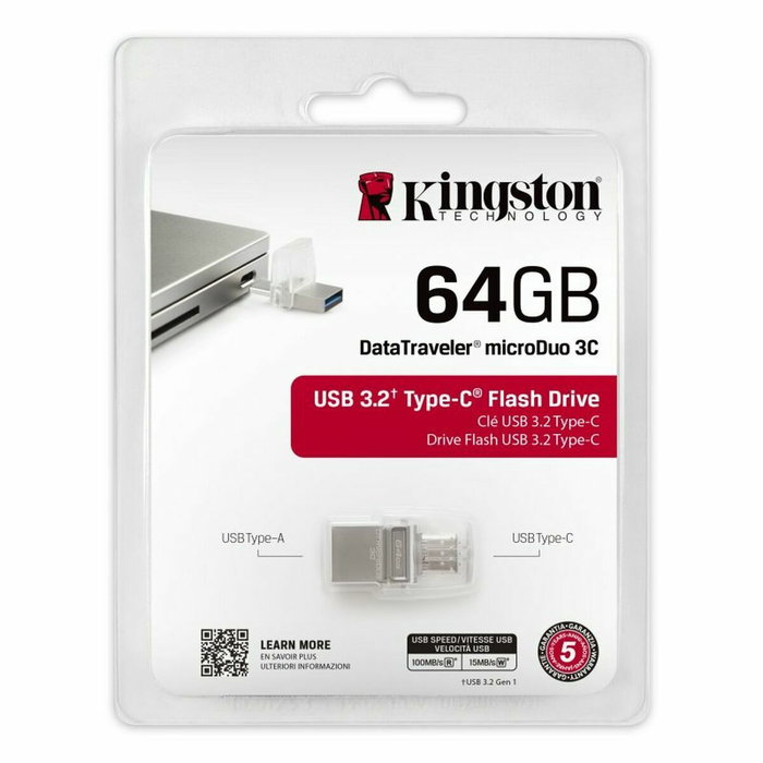 Kingston DataTraveler microDuo 3C 64 GB USB Type-C y Type-A Kingston DataTraveler microDuo 3C 64 GB USB Type-C y Type-A