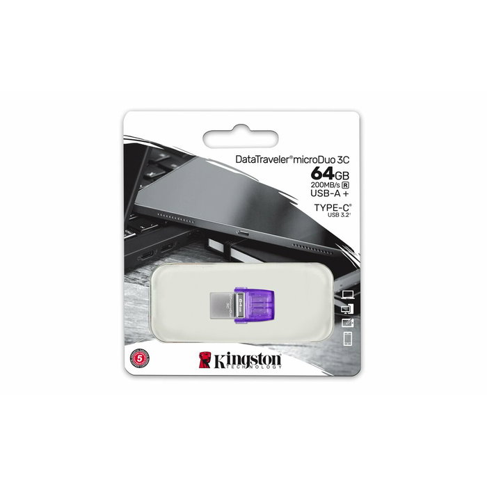 Kingston DataTraveler microDuo 3C 64 GB USB Type-C y Type-A Kingston DataTraveler microDuo 3C 64 GB USB Type-C y Type-A