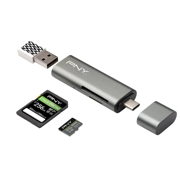 PNY Lector de tarjetas USB-C R-TC-UA-3N1E01-RB