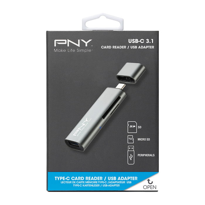PNY R-TC-UA-3N1E01-RB Lector de Tarjetas USB-C, USB 3.2 Gen 1, Compatible con SD, microSD, Metálico PNY R-TC-UA-3N1E01-RB Lector de Tarjetas USB-C, USB 3.2 Gen 1, Compatible con SD, microSD, Metálico