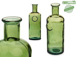 Giftdecor Botella Decorativa Vidrio Stamp 35 cm Verde (Set de 6)