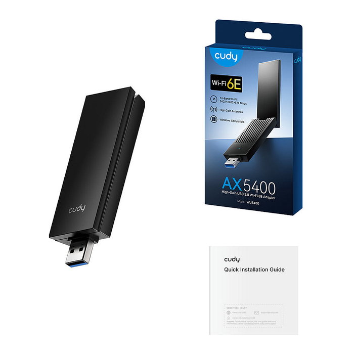 Cudy WU5400 AX5400 Adaptador USB WiFi 6E Tribanda 2402Mbps Negro