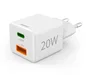 Hama Cargador de pared 20 W con doble puerto USB-C y USB-A, Blanco