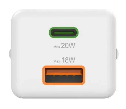 Hama Cargador de pared 20 W con doble puerto USB-C y USB-A, Blanco Hama Cargador de pared 20 W con doble puerto USB-C y USB-A, Blanco
