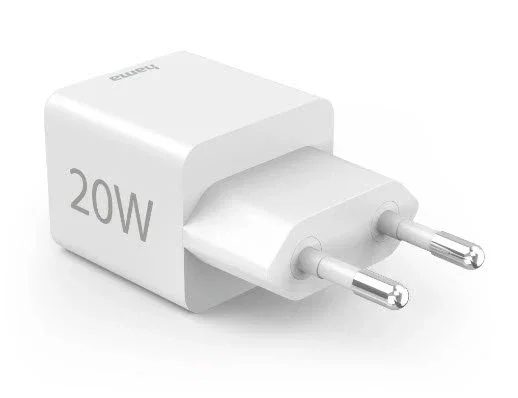 Hama Cargador Rápido USB 00201991 de 20W con Power Delivery y Quick Charge, 2 Puertos (USB-C + USB-A), Compacto, Blanco, Compatible con Smartphone y Tablet
