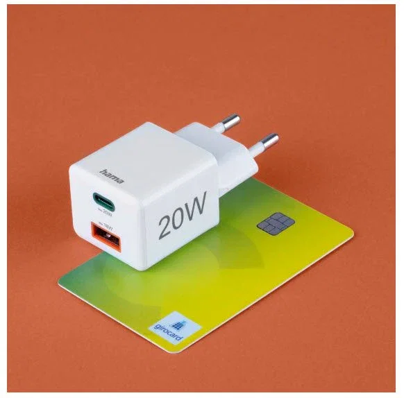 Hama Cargador Rápido USB 00201991 de 20W con Power Delivery y Quick Charge, 2 Puertos (USB-C + USB-A), Compacto, Blanco, Compatible con Smartphone y Tablet